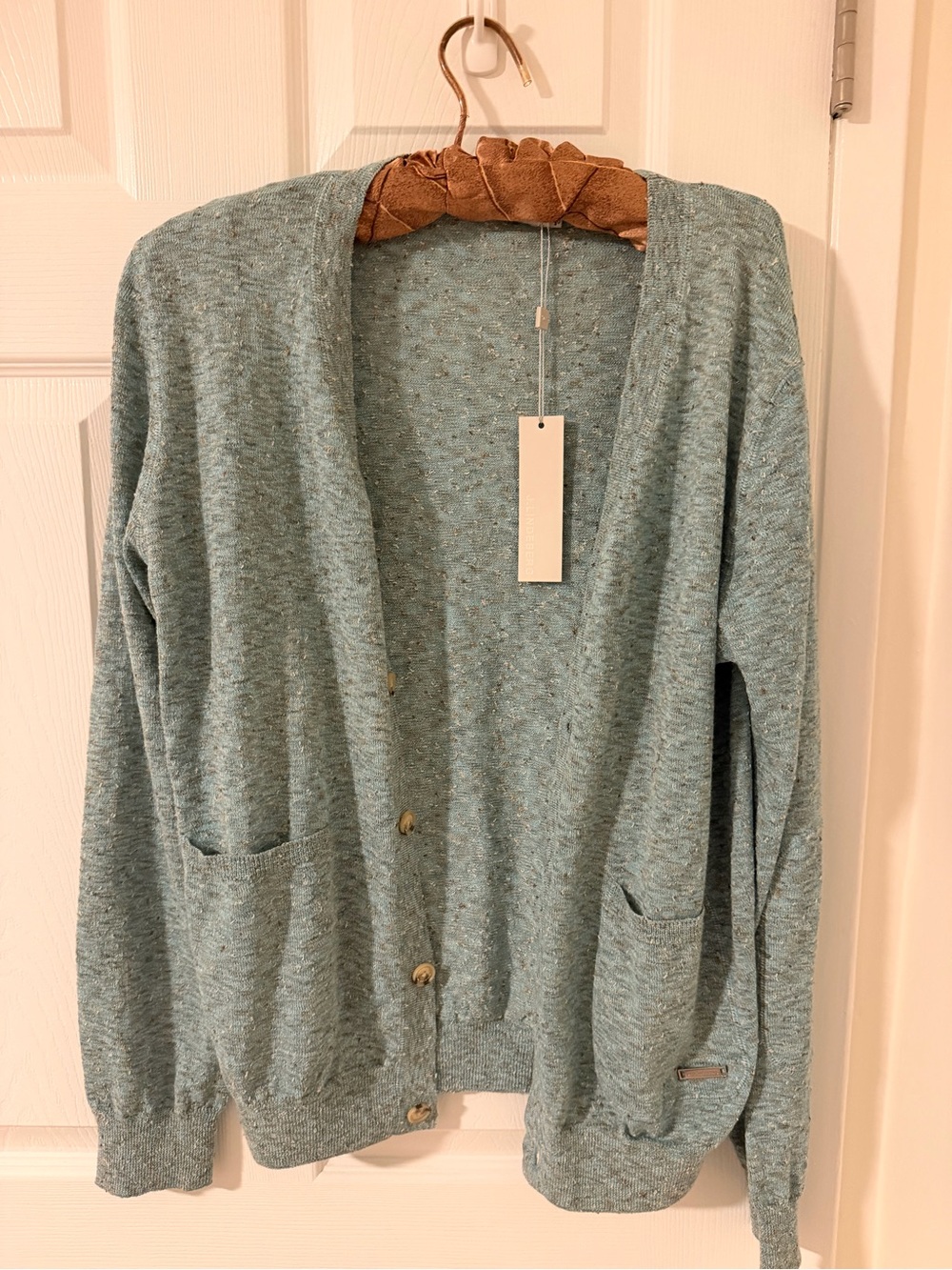 J.Lindeberg Heathered Teal Button-Front Women's Cardigan